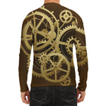 Steampunk Cogwheels Print Men's Long Sleeve Rash Guard