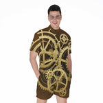 Steampunk Cogwheels Print Men's Rompers