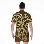 Steampunk Cogwheels Print Men's Rompers