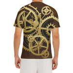 Steampunk Cogwheels Print Men's Short Sleeve Rash Guard