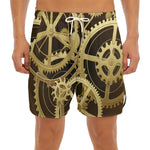Steampunk Cogwheels Print Men's Split Running Shorts