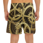 Steampunk Cogwheels Print Men's Split Running Shorts