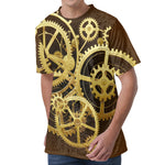 Steampunk Cogwheels Print Men's Velvet T-Shirt