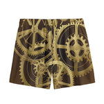 Steampunk Cogwheels Print Mesh Shorts