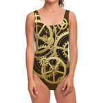 Steampunk Cogwheels Print One Piece Swimsuit