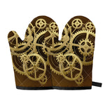 Steampunk Cogwheels Print Oven Mitts