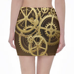 Steampunk Cogwheels Print Pencil Mini Skirt