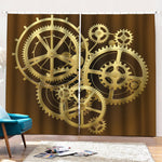 Steampunk Cogwheels Print Pencil Pleat Curtains