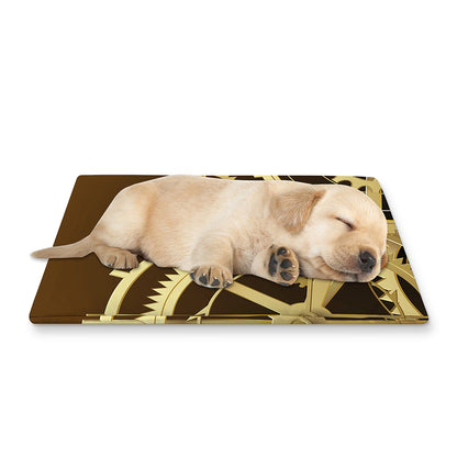 Steampunk Cogwheels Print Pet Cooling Mat Cover
