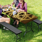 Steampunk Cogwheels Print Picnic Table Cover