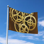 Steampunk Cogwheels Print Polyester Flag