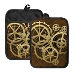 Steampunk Cogwheels Print Pot Holders With Pocket