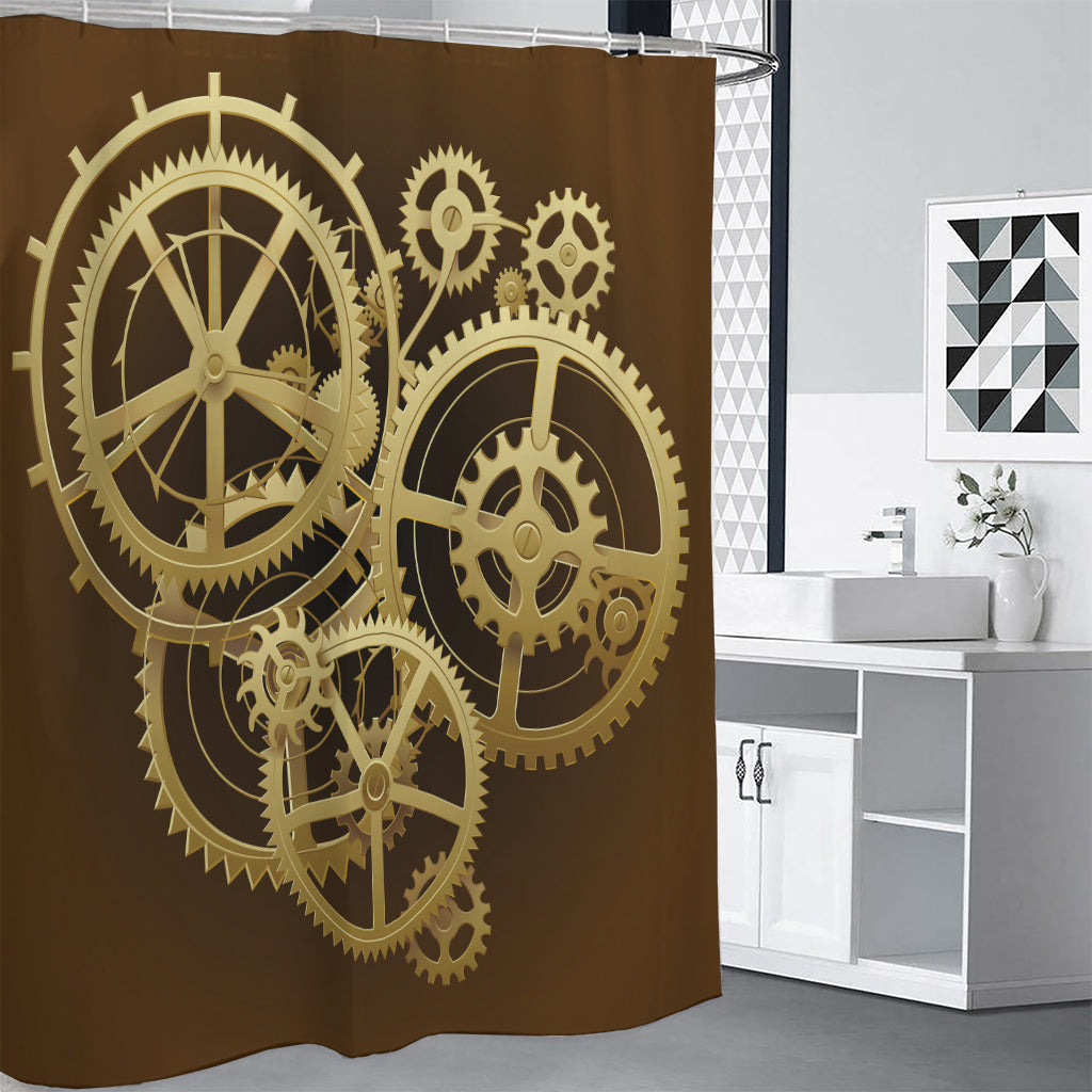 Steampunk Cogwheels Print Premium Shower Curtain