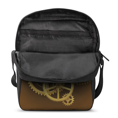 Steampunk Cogwheels Print Rectangular Crossbody Bag