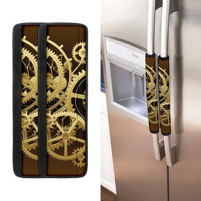 Steampunk Cogwheels Print Refrigerator Handle Covers