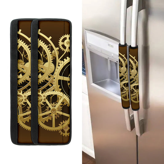 Steampunk Cogwheels Print Refrigerator Handle Covers