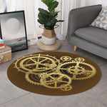Steampunk Cogwheels Print Round Rug