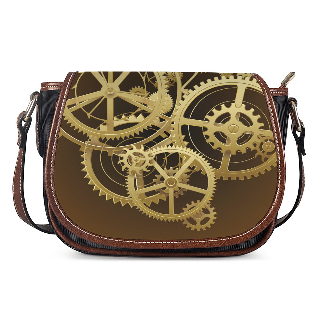 Steampunk Cogwheels Print Saddle Bag