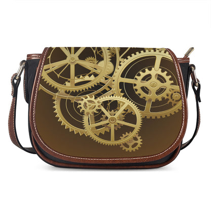 Steampunk Cogwheels Print Saddle Bag