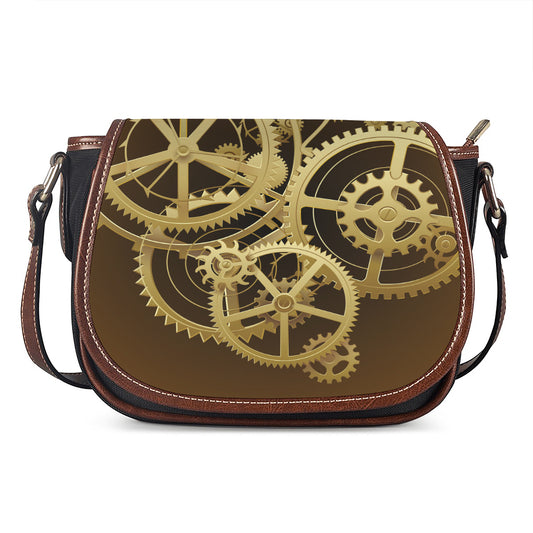 Steampunk Cogwheels Print Saddle Bag