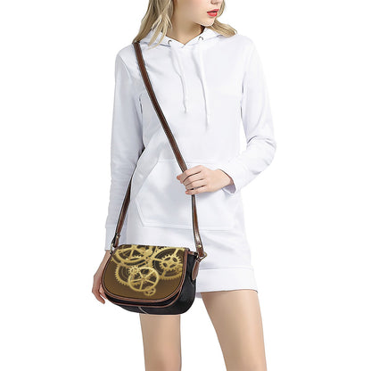 Steampunk Cogwheels Print Saddle Bag