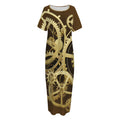 Steampunk Cogwheels Print Short Sleeve Long Nightdress