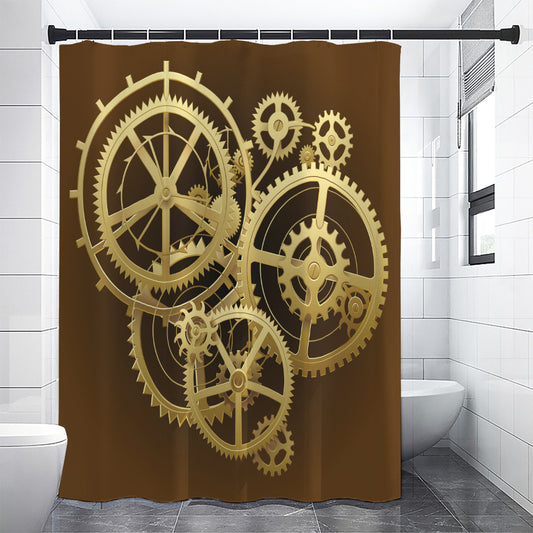 Steampunk Cogwheels Print Shower Curtain