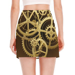 Steampunk Cogwheels Print Side Slit Mini Skirt