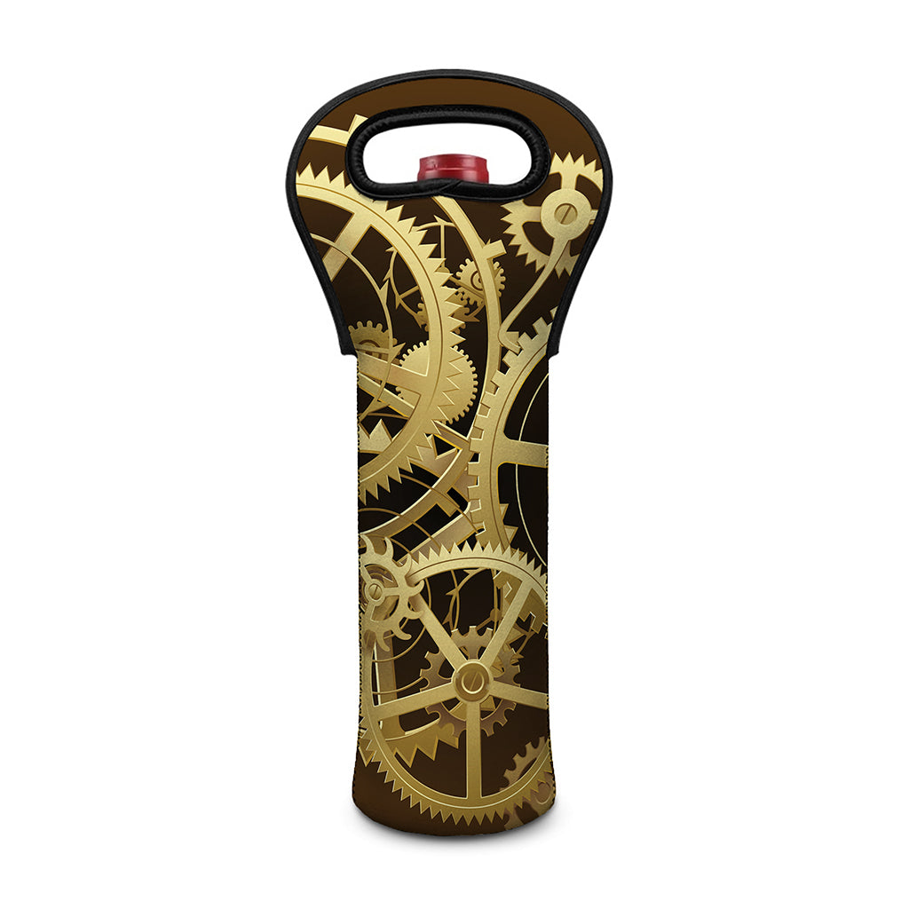 Steampunk Cogwheels Print Single Neoprene Wine Tote