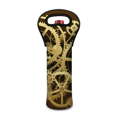 Steampunk Cogwheels Print Single Neoprene Wine Tote