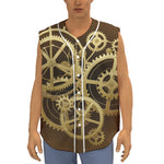 Steampunk Cogwheels Print Sleeveless Baseball Jersey