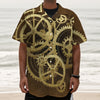 Steampunk Cogwheels Print Textured Short Sleeve Shirt