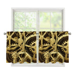 Steampunk Cogwheels Print Tier Curtains