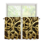 Steampunk Cogwheels Print Tier Curtains