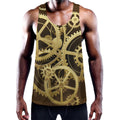 Steampunk Cogwheels Print Men's Workout Tank Top