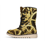Steampunk Cogwheels Print Winter Boots