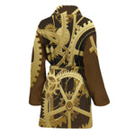 Steampunk Cogwheels Print Women's Bathrobe