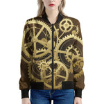 Steampunk Cogwheels Print Women's Bomber Jacket