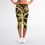 Steampunk Cogwheels Print Women's Capri Leggings