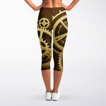 Steampunk Cogwheels Print Women's Capri Leggings