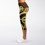 Steampunk Cogwheels Print Women's Capri Leggings