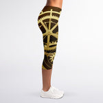 Steampunk Cogwheels Print Women's Capri Leggings
