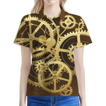 Steampunk Cogwheels Print Women's Polo Shirt