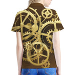 Steampunk Cogwheels Print Women's Polo Shirt