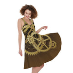 Steampunk Cogwheels Print Women's Sleeveless Dress