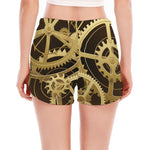 Steampunk Cogwheels Print Women's Split Running Shorts