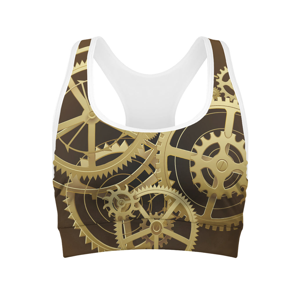 Steampunk Cogwheels Print Women's Sports Bra