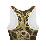 Steampunk Cogwheels Print Women's Sports Bra