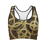 Steampunk Cogwheels Print Women's Sports Bra