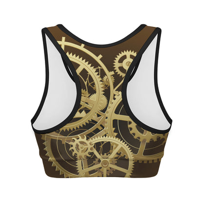 Steampunk Cogwheels Print Women's Sports Bra